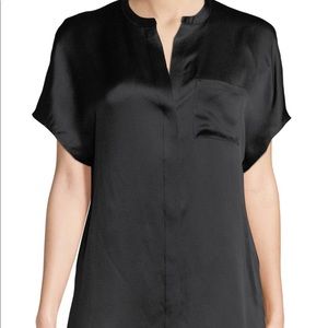 Vince Short-Sleeve Silk Popover Blouse - xs